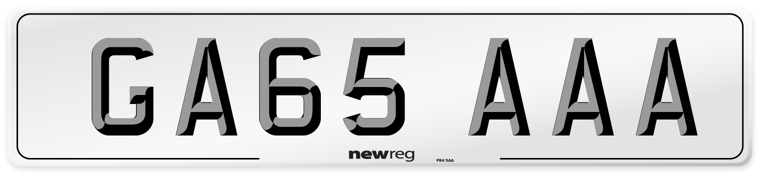GA65 AAA Number Plate from New Reg